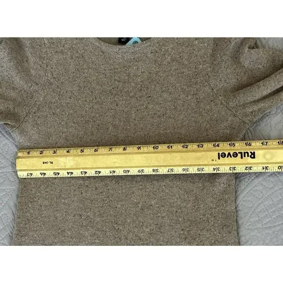 Lands End Sz XS ( 2-4) Brown Heathered wool silk blend 3/4 length slv maxi dress - Picture 7 of 10